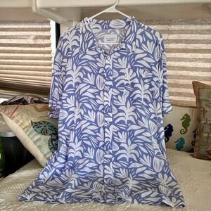 Allfenix Button Up Shirt Size‎ L Men's Blue White Made in Australia Camp Casual